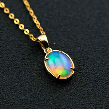 Load image into Gallery viewer, Minimal Style Oval Ethiopian Opal Pendant Necklace 18k Yellow Gold