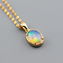 Load image into Gallery viewer, Minimal Style Oval Ethiopian Opal Pendant Necklace 18k Yellow Gold