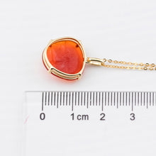 Load image into Gallery viewer, Hand Carved Bichon Dog Fire Opal Pendant Necklace 18K Yellow Gold