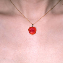 Load image into Gallery viewer, Hand Carved Bichon Dog Fire Opal Pendant Necklace 18K Yellow Gold