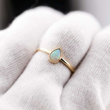 Load image into Gallery viewer, Minimalist Pear Shaped Natural Australian Solid Opal Ring 14k Yellow Gold
