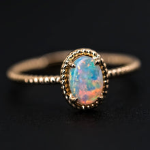 Load image into Gallery viewer, Twisted Band Oval Australian Solid Opal Ring in 14K Yellow Gold