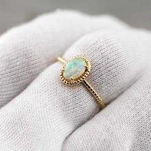 Load image into Gallery viewer, Twisted Band Oval Australian Solid Opal Ring in 14K Yellow Gold