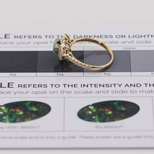 Load image into Gallery viewer, La Fiesta - Lightning Ridge Black Opal &amp; Halo Pear Diamond Engagement Wedding Ring 18K Yellow Gold