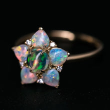 Load image into Gallery viewer, In My Heart - Fire Opal &amp; Australian Opal Diamond Engagement Ring 18K Gold