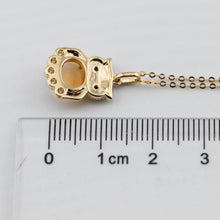 Load image into Gallery viewer, Owl Design Fire Opal, Diamond Sapphire Pendant 18K Yellow Gold