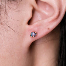 Load image into Gallery viewer, Saturn Design Doublet Opal Stud Earrings 18K Rose Gold