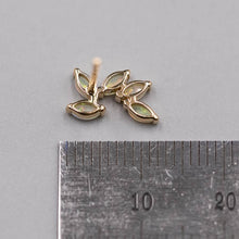 Load image into Gallery viewer, Feather Design Australian Solid Opal Stud Earrings 14K Yellow Gold