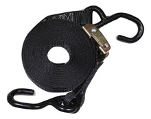 Load image into Gallery viewer, 1" x 20 ft Heavy Duty Cam Buckle Tie Down Strap w/ Vinyl S Hooks | C120VS-BK
