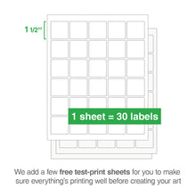 Load image into Gallery viewer, Square Laser Labels - 1-1/2" x 1-1/2": 750/Pack, 25 Sheets