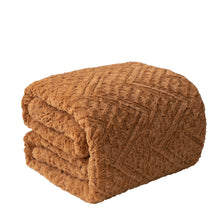 Load image into Gallery viewer, Tache Caramel Brown Faux Fur Throw Blanket Chevron Geometric Embossed (#10)