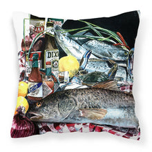 Load image into Gallery viewer, Fish and Beers from New Orleans Decorative   Canvas Fabric Pillow