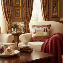 Load image into Gallery viewer, Tache Mr. &amp; Mrs. Snowman Couple Woven Tapestry Throw Pillow Cover (10323CC)