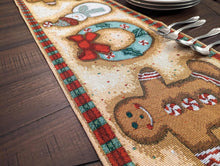Load image into Gallery viewer, DaDa Bedding Gingerbread Snowman Holiday Woven Tapestry Dining Table Runner (12917)