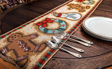 Load image into Gallery viewer, DaDa Bedding Gingerbread Snowman Holiday Woven Tapestry Dining Table Runner (12917)