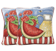 Load image into Gallery viewer, Tache Fruity Drinks Watermelon Lemonade Woven Tapestry Accent Throw Pillow Cover (13082CC)
