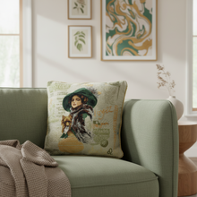 Load image into Gallery viewer, Tache Puppy Day Out French European Postcard Emerald Green Beige Tapestry Throw Pillow Cover (CC-1354)