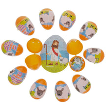 Load image into Gallery viewer, Set of 12 Plastic Religious Puzzle Filled Eggs