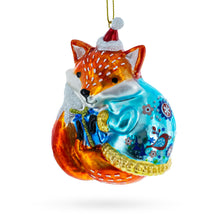 Load image into Gallery viewer, Fox with Gifts Glass Christmas Ornament