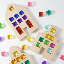 Load image into Gallery viewer, **Pre-order (Ships in 3-4 Weeks)**3 Pcs Wooden Window Houses — Houses Only