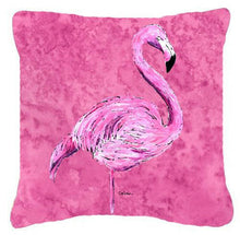 Load image into Gallery viewer, Flamingo on Pink   Canvas Throw Pillow - 14x14 Decorative Pillow – Art for Your Home &amp; Patio