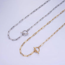 Load image into Gallery viewer, 14K Gold Filled Toggle Clasps Paperclip Chain 19"  Necklace | Silver or Gold