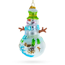 Load image into Gallery viewer, Snowman with Winter Village Painting Glass Christmas Ornament