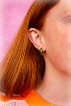 Load image into Gallery viewer, The Kate Green Gem Hoops