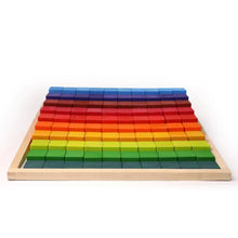 Load image into Gallery viewer, **Pre-order (Ships in 2-3 Weeks)**100 Pcs STAINED Large Stepped Counting Wooden Stacking Blocks