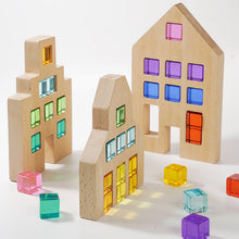 Load image into Gallery viewer, **Pre-order (Ships in 3-4 Weeks)**3 Pcs Wooden Window Houses — Houses Only