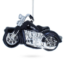 Load image into Gallery viewer, Black &amp; White Motorcycle Glass Christmas Ornament