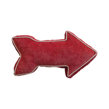 Load image into Gallery viewer, "Santa Stop Here" Velvet Arrow Shaped Lumbar Pillow