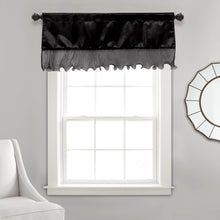 Load image into Gallery viewer, Tache Satin Ruffle Window Curtain Tailored Black 18x52" Valance (1622)