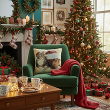 Load image into Gallery viewer, Tache Best Friend Pets Dog and Cat Christmas Tapestry Woven Throw Pillow Cover (16461)