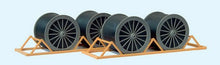 Load image into Gallery viewer, Preiser 17117 HO Scale Cable Drums w/Transport Racks - Kit