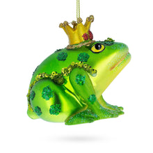 Load image into Gallery viewer, Regal Frog in Crown Glass Christmas Ornament
