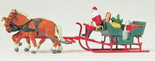 Load image into Gallery viewer, Preiser 30448 HO Scale Horse Drawn Sleigh -- Father Christmas &amp; Parcels