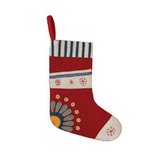 Load image into Gallery viewer, 18" Handmade Wool Felt Stocking w/ Embroidered Snowflakes &amp; Flower
