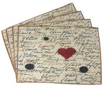 Load image into Gallery viewer, Tache Romantic Valentine’s Love Letter Beige Woven Tapestry Placemat Set (18111)