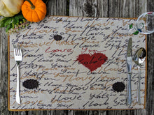 Load image into Gallery viewer, Tache Romantic Valentine’s Love Letter Beige Woven Tapestry Placemat Set (18111)