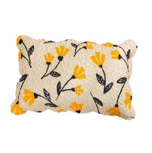 Load image into Gallery viewer, DaDalogy Bedding Yellow Fleur Floral Golden Orange Ivory Botanical Quilted Scalloped Pillow Sham (18112)