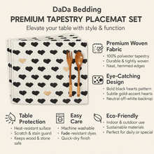Load image into Gallery viewer, DaDa Bedding Set of 4-Pieces Lovely Yellow &amp; Black Hearts Tapestry Dining Table Placemats 13” x 19” (18113)