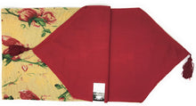 Load image into Gallery viewer, Tache Floral Red Roses Hummingbirds Golden Woven Tapestry Table Runner (18115)