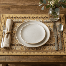 Load image into Gallery viewer, DaDa Bedding Set of 4-6 Pieces Royal Persian Style Rug Golden Brown Floral Tapestry Placemats 13” x 19” (18119)