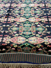 Load image into Gallery viewer, Tache Elegant Black Ornate Paisley Woven Tapestry Tablecloth (18192)