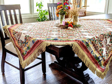 Load image into Gallery viewer, Tache Elegant Ivory Colorful Ornate Paisley Woven Tapestry Tablecloth (18193)