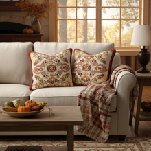 Load image into Gallery viewer, Tache Elegant Burgundy Ornate Paisley Woven Tapestry Throw Pillow Cover (18194)