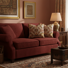 Load image into Gallery viewer, Tache Elegant Burgundy Ornate Paisley Woven Tapestry Throw Pillow Cover (18194)