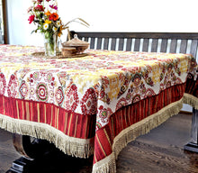 Load image into Gallery viewer, Tache Elegant Burgundy Ornate Paisley Woven Tapestry Tablecloth (18194)