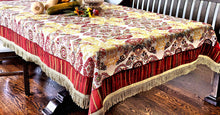 Load image into Gallery viewer, Tache Elegant Burgundy Ornate Paisley Woven Tapestry Tablecloth (18194)